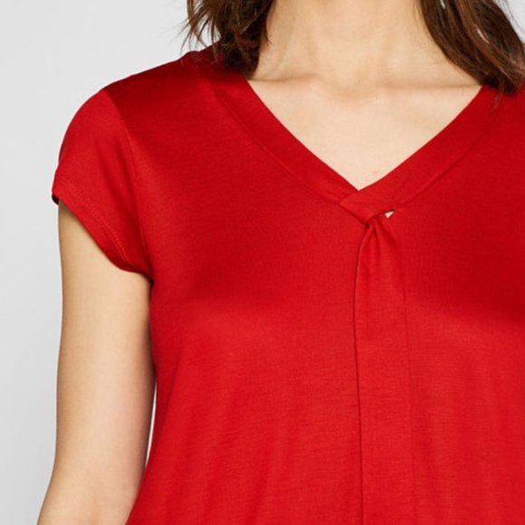 Esprit Red V-Neck Tunic Top - Picture 2 of 6